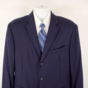 Polo Ralph Lauren Flannel Virgin Wool Italy Blue 3 Button Blazer Large 40L Uncon